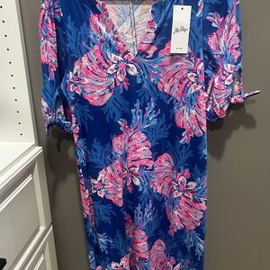 NWT Lilly Pulitzer small  Blue Dress with Pink Floral Design